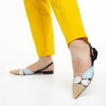 Marco bézs és kék női cipő, Alfonsina valódi bőrből készült