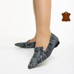 Marco szürke és fekete női balerina, Lally valódi bőrből készült