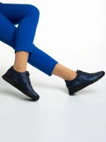 Anahita kék alkalmi női cipő, valódi bőrből készült