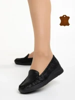 Zofia fekete női mokaszin, valódi bőrből készült