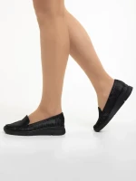 Zofia fekete női mokaszin, valódi bőrből készült