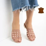 Marco rózsaszín női papucs, Elba valódi bőrből készült