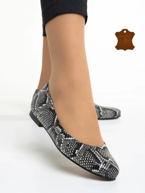 Marco bézs és fekete női balerina, Marnie valódi bőrből készült