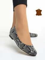 Marco bézs és fekete női balerina, Marnie valódi bőrből készült