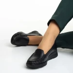 Zofia fekete női mokaszin, valódi bőrből készült