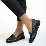 Zofia fekete és szürke női mokaszin, valódi bőrből készült