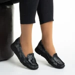 Zofia fekete és szürke női mokaszin, valódi bőrből készült