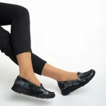 Zofia fekete és szürke női mokaszin, valódi bőrből készült