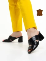 Marco fekete női papucs, Mohana valódi bőrből készült