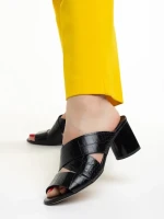 Marco fekete női papucs, Mohana valódi bőrből készült