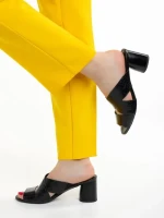 Marco fekete női papucs, Mohana valódi bőrből készült