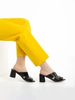 Marco fekete női papucs, Mohana valódi bőrből készült