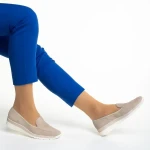 Kamala bézs női cipő, fordított bőrből készült