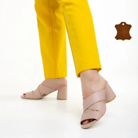 Marco bézs női papucs, Mohana valódi bőrből készült