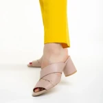 Marco bézs női papucs, Mohana valódi bőrből készült