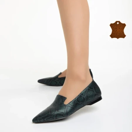 Marco zöld női balerina, Lally valódi bőrből készült