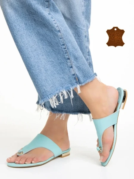 Marco kék női papucs, Fulvia valódi bőrből készült