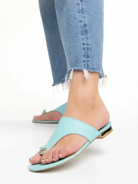 Marco kék női papucs, Fulvia valódi bőrből készült