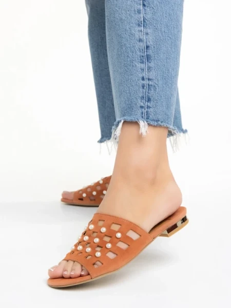 Marco narancssárga női papucs, Elba valódi bőrből készült