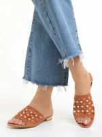 Marco narancssárga női papucs, Elba valódi bőrből készült