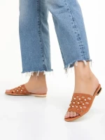 Marco narancssárga női papucs, Elba valódi bőrből készült