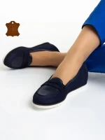 Marco kék női mokaszin, Maryana fordított bőrből készült