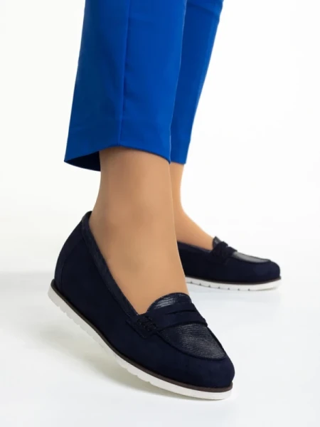 Marco kék női mokaszin, Maryana fordított bőrből készült