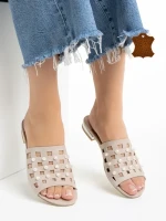 Marco bézs női papucs, Elba valódi bőrből készült