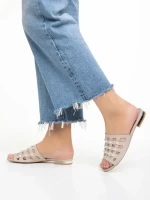 Marco bézs női papucs, Elba valódi bőrből készült