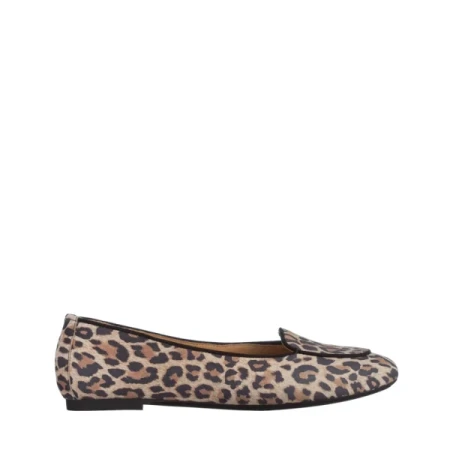 Marco bézs és leopárd női balerina, Teresita fordított bőrből készült