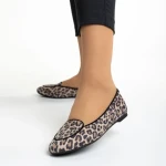 Marco bézs és leopárd női balerina, Teresita fordított bőrből készült