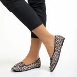 Marco bézs és leopárd női balerina, Teresita fordított bőrből készült