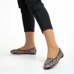 Marco bézs és leopárd női balerina, Teresita fordított bőrből készült