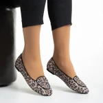 Marco bézs és leopárd női balerina, Teresita fordított bőrből készült