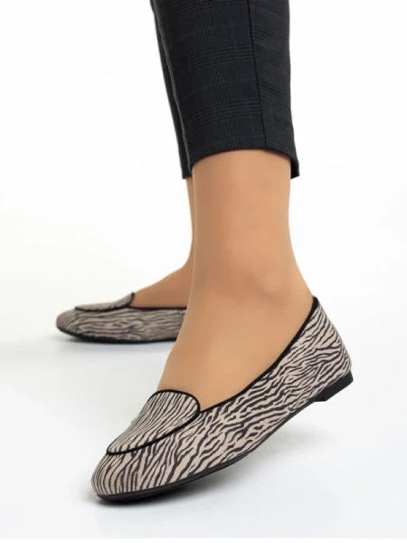 Marco bézs és fekete női balerina, Teresita fordított bőrből készült