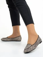 Marco bézs és fekete női balerina, Teresita fordított bőrből készült