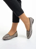 Marco bézs és fekete női balerina, Teresita fordított bőrből készült