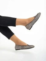 Marco bézs és fekete női balerina, Teresita fordított bőrből készült