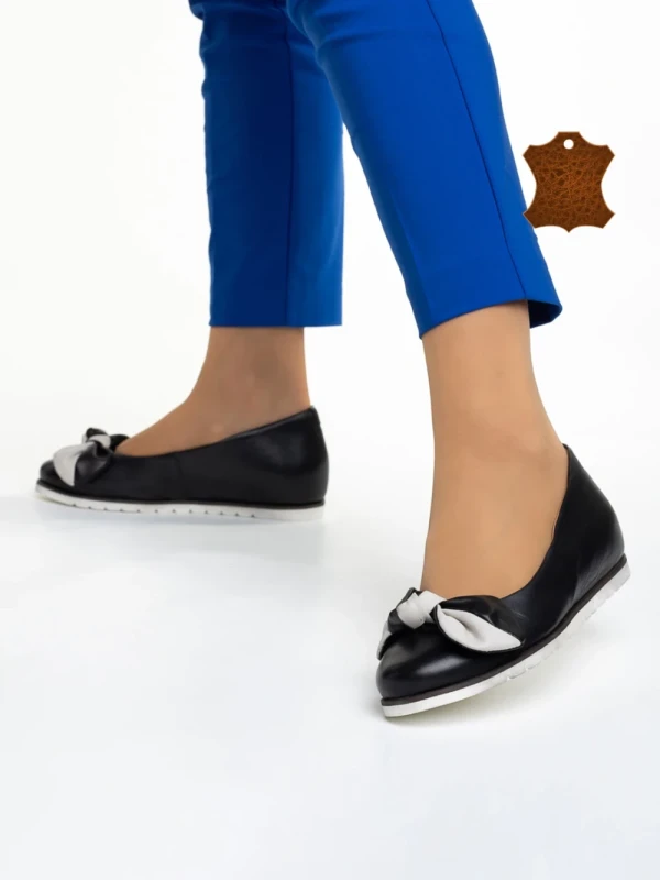 Marco fekete női balerina, Ottavia valódi bőrből készült