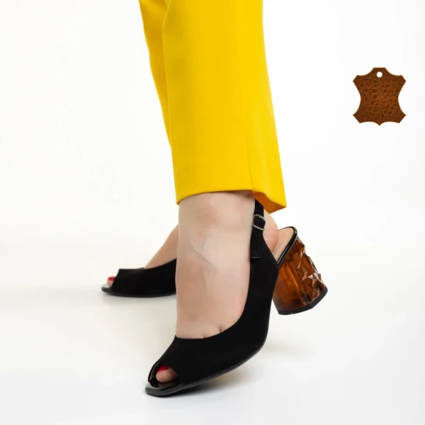 Marco fekete női szandál, Araceli fordított bőrből készült