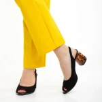 Marco fekete női szandál, Araceli fordított bőrből készült