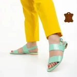 Marco zöld női szandál, Kinslee lakkozott valódi bőrből készült