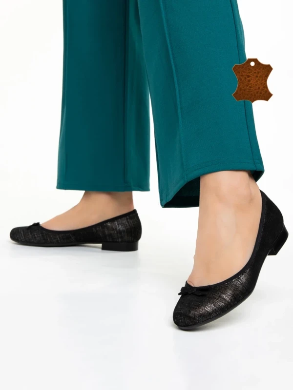 Marco fekete női balerina, Nigela valódi bőrből készült