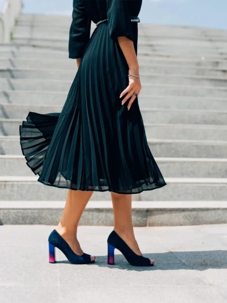 Marco kék női cipő, Cecelia fordított bőrből készült