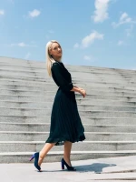 Marco kék női cipő, Cecelia fordított bőrből készült