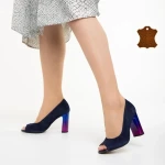 Marco kék női cipő, Cecelia fordított bőrből készült