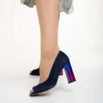 Marco kék női cipő, Cecelia fordított bőrből készült