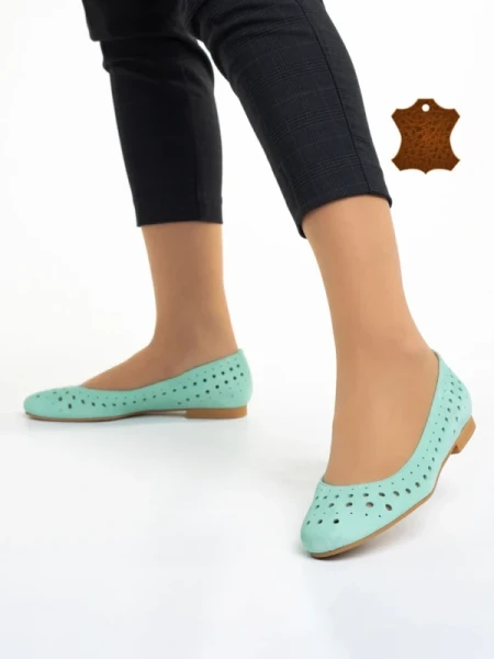 Marco zöld női balerina, Parisa fordított bőrből készült