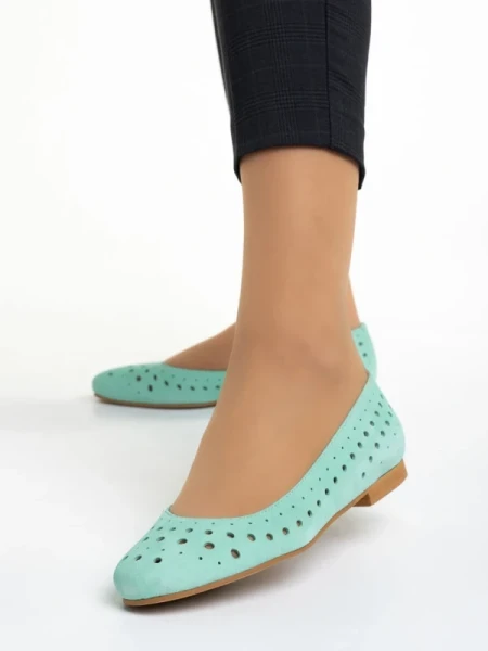 Marco zöld női balerina, Parisa fordított bőrből készült