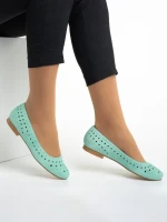 Marco zöld női balerina, Parisa fordított bőrből készült